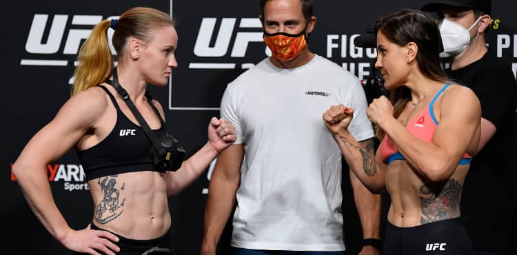 UFC 255 faceoffs Valentina Shevchenko vs Jennifer Maia