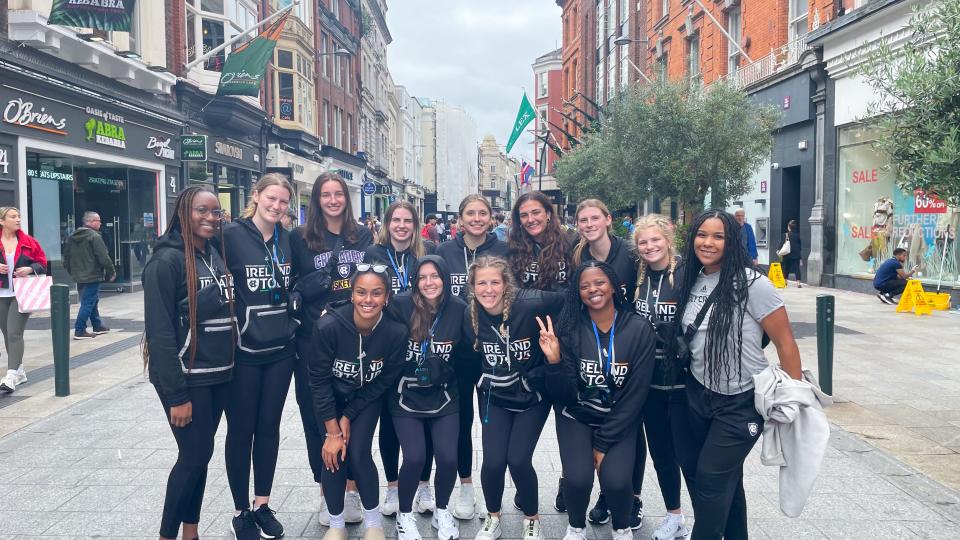 Members of the Holy Cross women's basketball team take in the sights during a recent trip to Ireland.