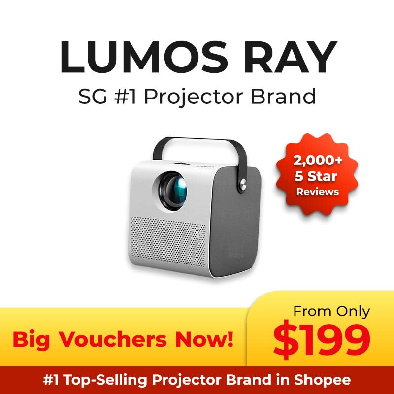 [Official Store] LUMOS RAY Home Cinema Projector. (Photo: Shopee SG)