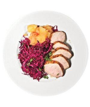 Pork Tenderloin With Red Cabbage and Applesauce silhouette