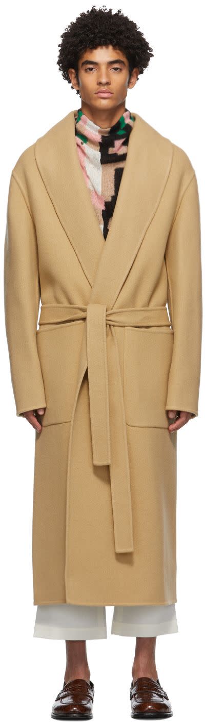 5) Tan Belted Cashmere Coat