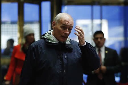 Retired Marine Corps general John Kelly arrives at Trump Tower to meet with U.S. President-elect Donald Trump in New York, U.S., November 30, 2016. REUTERS/Lucas Jackson/File Photo