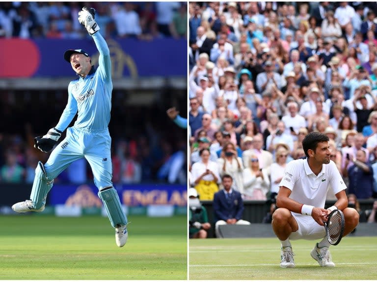 A combined peak audience of 8.3 million saw England’s dramatic World Cup final win play out on television, but despite the interest in the cricket, the BBC was able to boast the best sporting viewing figures of the weekend, with a peak audience of 9.6m tuning in to watch the men’s final at Wimbledon between winner Novak Djokovic and Roger Federer.Free-to-air viewers were able to watch England’s cricketers live for the first time since the 2005 Ashes series after Sky Sports agreed for Channel 4 to also show the Lord’s clash with New Zealand.The decision – widely celebrated – was vindicated with Channel 4 saying on Monday that the audience peaked at 8.3m, with 4.8m of those watching on the terrestrial channel. “I’m thrilled that a total peak audience of 8.3m watched England win the Cricket World Cup final on Channel 4 and Sky,” said Channel 4’s chief executive Alex Mahon.Channel 4 also shared live coverage of the British Grand Prix, won by home favourite Lewis Hamilton, which 3.7m viewers saw across the two networks.“It’s wonderful that the whole nation can come together to share these momentous British sporting events thanks to a fantastic partnership between Channel 4 and Sky,” Mahon added.Sky was also celebrating the figures, with UK and Ireland chief executive Stephen Van Rooyen saying: “Congratulations to England and everyone who has been part of the journey at the ECB. The ICC put on a terrific tournament.“We’ve been proud host broadcasters of a home Cricket World Cup, dedicating a channel and showing every single minute, which has been absorbing from the first ball to the unforgettable final delivery.“Sunday saw a peak across Sky and Channel 4 of 8.3 million – a huge audience for a huge moment for British sport. On Sky’s channels our peak was 3.5m alone, a fitting way to cap a terrific tournament.“We are proud of our long-term cricket partnership, which has grown over three decades, delivering record investment into the sport. This partnership will continue with our coverage of the men’s and women’s Ashes this summer, and by working with the ECB to deliver a new grassroots cricket participation campaign.”The 2005 Ashes series, arguably the most gripping Test series ever witnessed, was shown on Channel 4 and, despite its popularity, was the last international cricket to be shown on free-to-air in the UK.Critics have said being behind a paywall has cost the English game but, while acknowledging the joy of having the game broadcast into more homes than usual, Ashley Giles, the director of cricket for the England men’s team, said Sky’s role should not be overlooked.Giles, who played in that 2005 series, said on Radio 4: “First of all, we have got cricket back on terrestrial next year – our new competition, The Hundred. It’s going to be magnificent and the BBC are showing that.“But make no mistake, the investment Sky has put into the game has helped us get to the point where we were at yesterday.”Asked if England would not have been able to win the World Cup without Sky’s financial backing, Giles said: “Quite possibly, yes. The investment in the game from grassroots to professional has allowed us to do what we’ve done.“Sky took the game on and have been fantastic supporters since. Thank you to them for allowing it on Channel 4.”PA