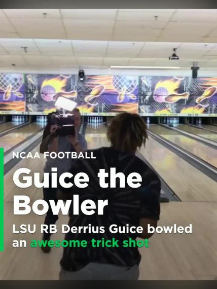 LSU RB Derrius Guice bowls awesome trick shot (Video)