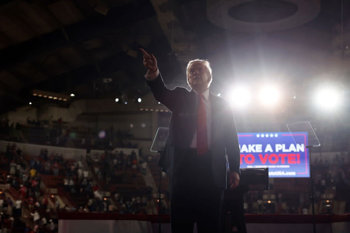 Donald Trump campaigns in Harrisburg, Pennsylvania as his campaign has now publicly turned its fire on Project 2025. (Getty Images)