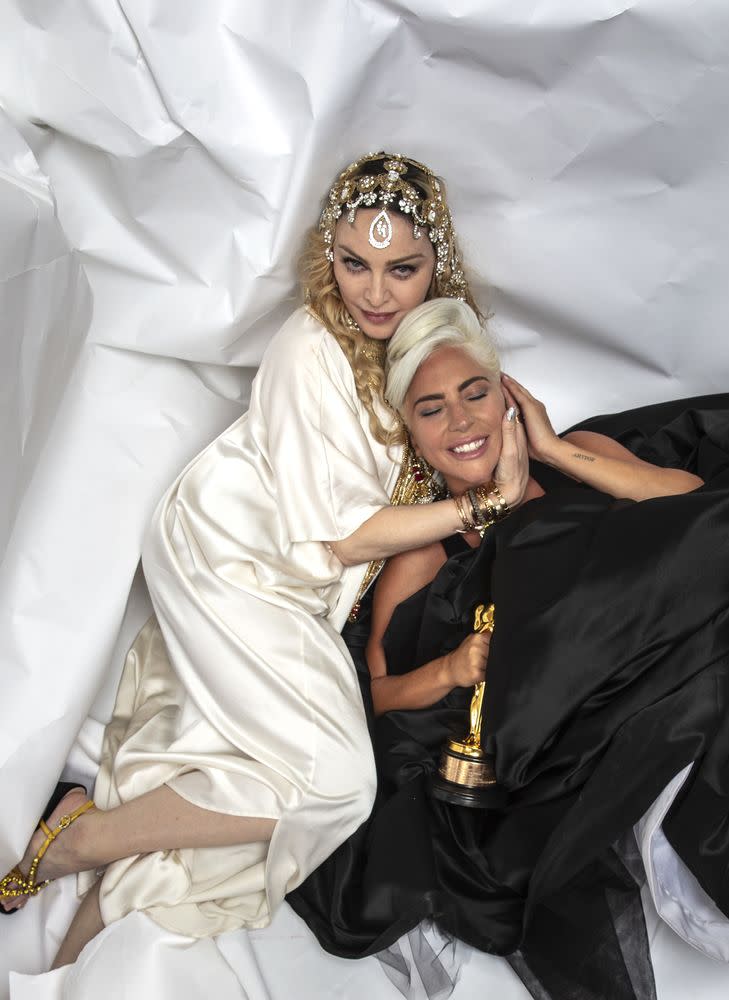 Everyone from Academy Award winner Lady Gaga and Madonna to Ashton Kutcher and Mila Kunis stepped into JR's photo booth on Oscar night.