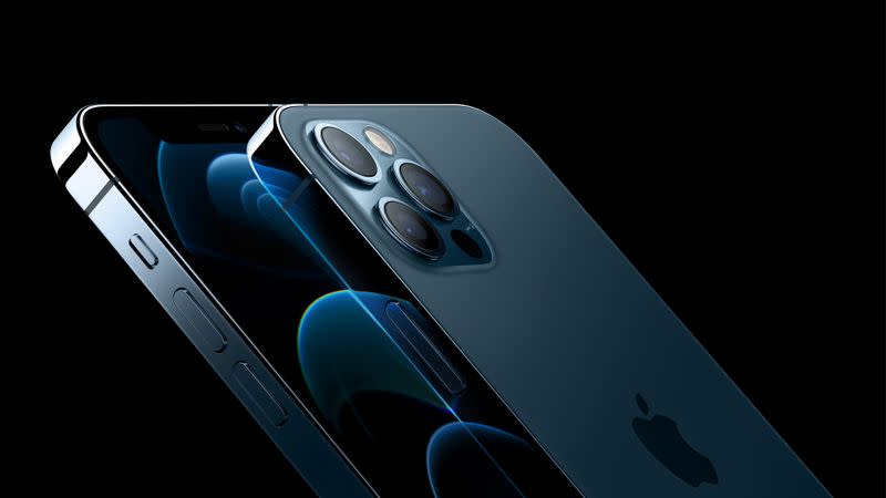 Apple's iPhone 12 Pro and iPhone 12 Pro Max are seen in an illustration released in Cupertino