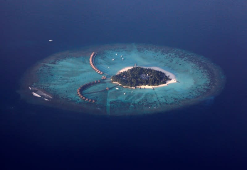 FILE PHOTO: An areal view shows a resort island in the Maldives