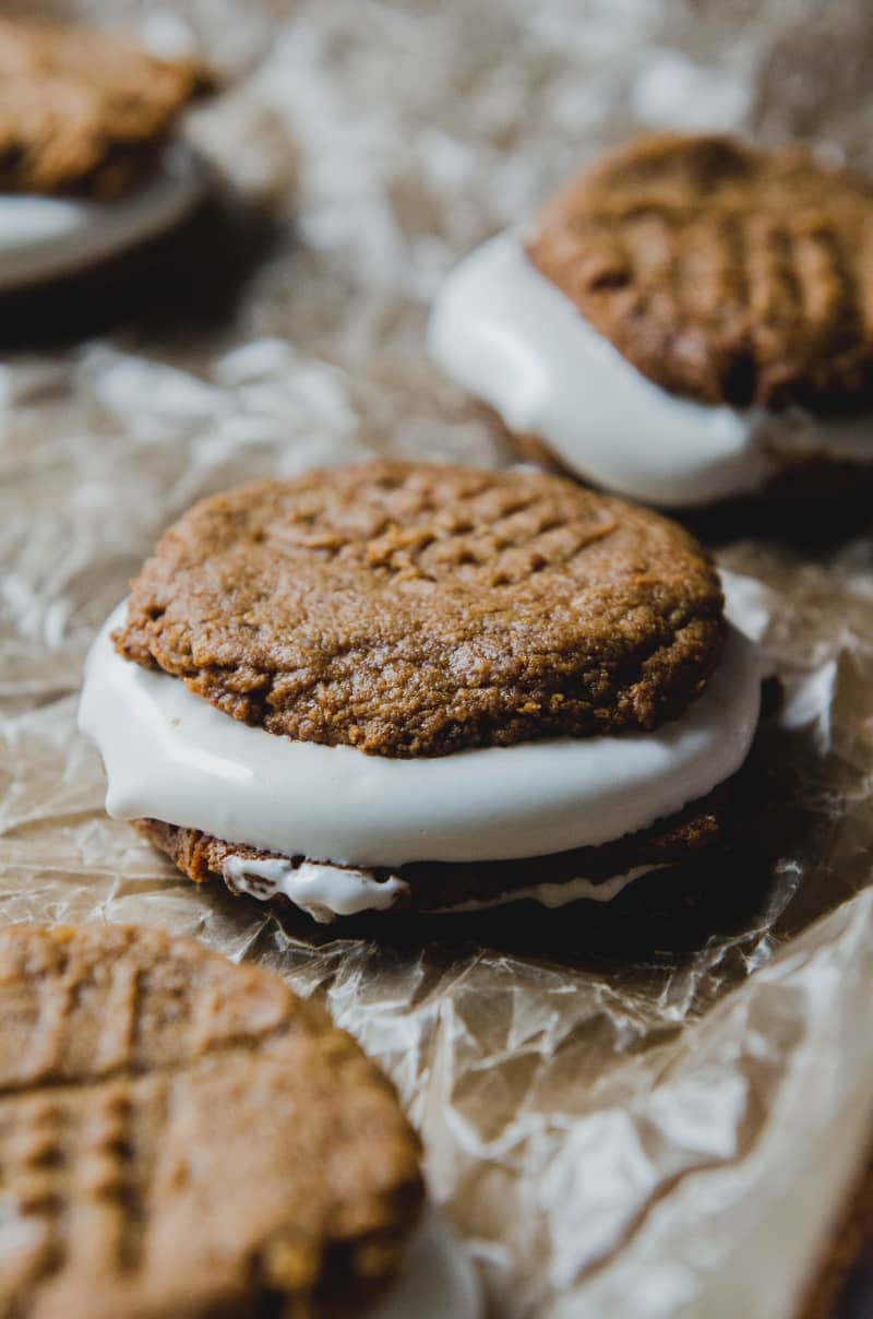 Vegan Peanut Butter Cookie & Marshmallow Sandwich Cookies