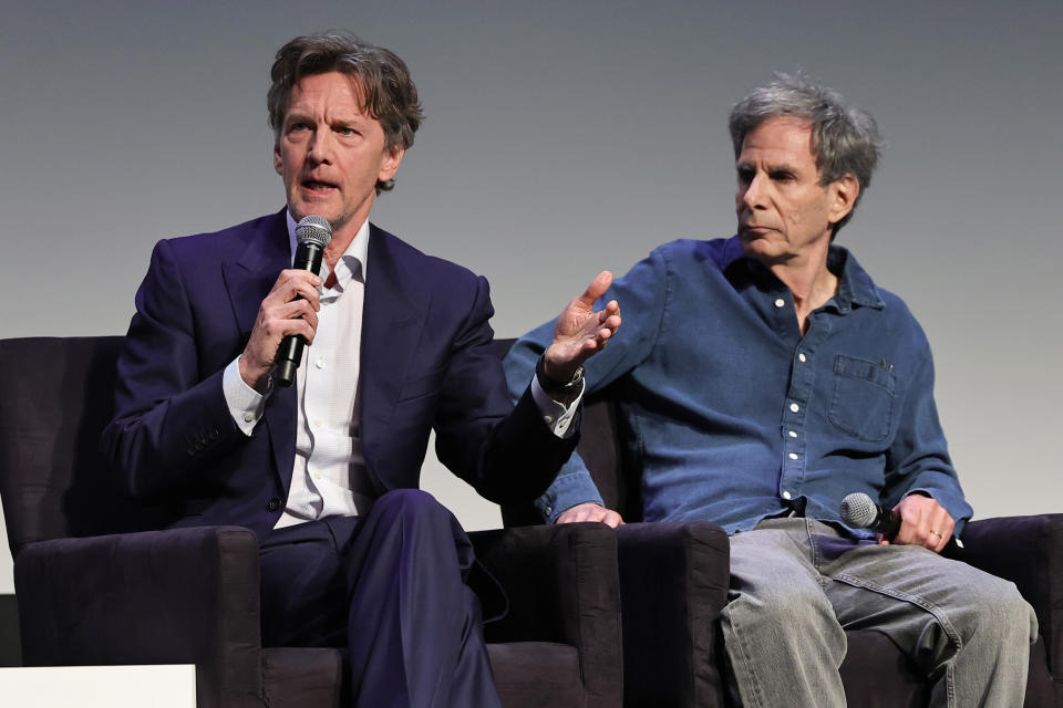 NEW YORK, NEW YORK - JUNE 07: Andrew McCarthy and David Blum speak onstage at the