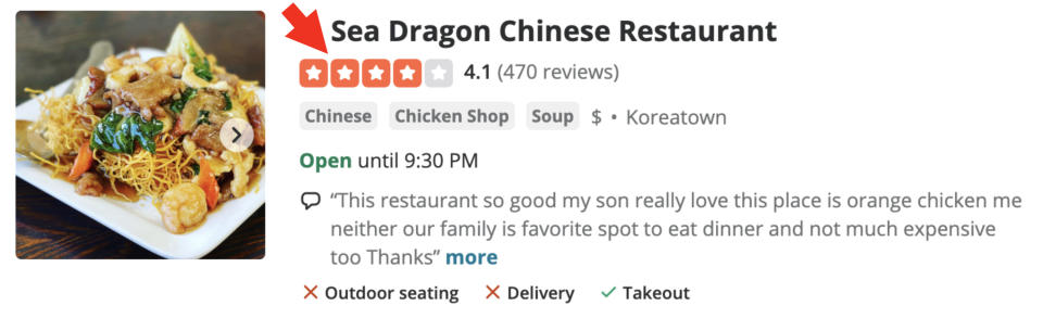 Sea Dragon Chinese Restaurant's Yelp page