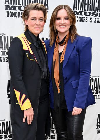 <p>Tammie Arroyo/Variety via Getty</p> Brandi Carlile and Brandy Clark at The Americana Music Association 22nd Annual Honors & Awards Show