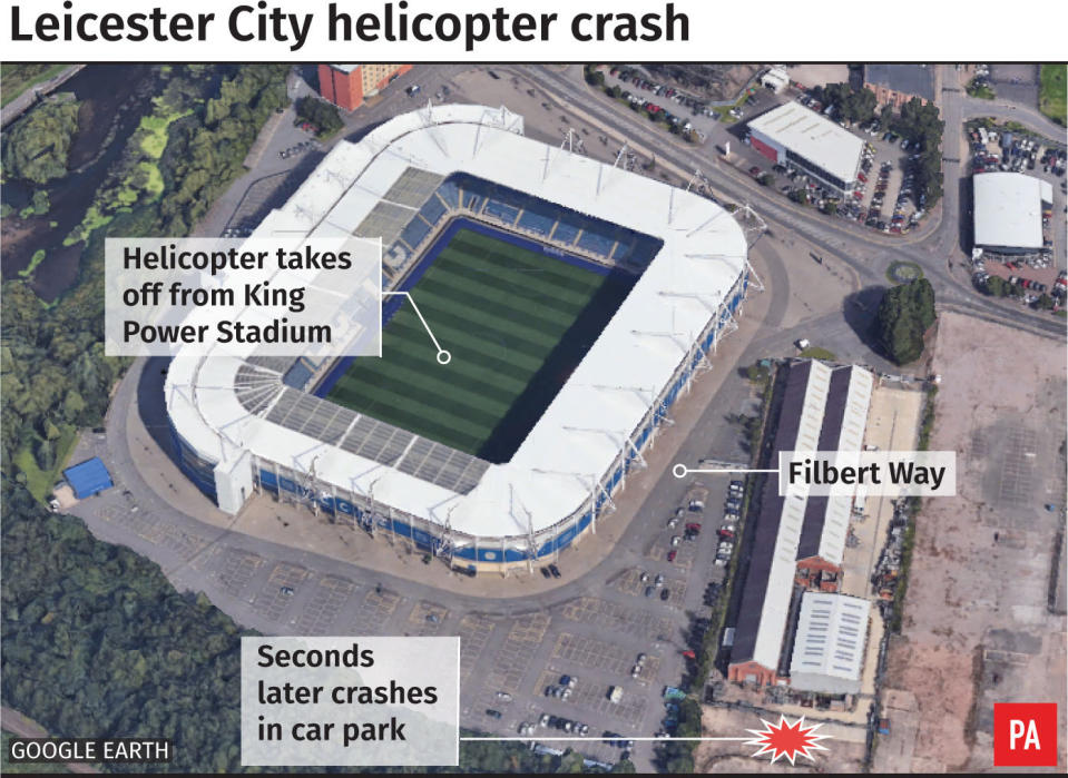 A bird’s eye view shows where the crash took place. (PA)