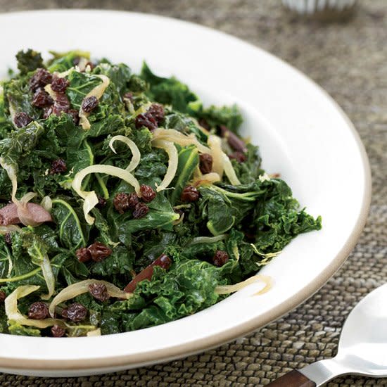 Kale with Currants, Lemon and Olives