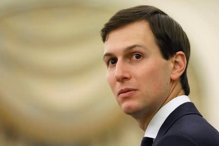 FILE PHOTO: White House senior advisor Jared Kushner arrives to join U.S. President Donald Trump and the rest of the U.S. delegation to meet with Saudi Arabia's King Salman bin Abdulaziz Al Saud at the Royal Court in Riyadh, Saudi Arabia May 20, 2017. REUTERS/Jonathan Ernst