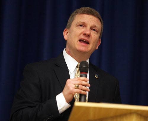 Herald file photo — Francis A. Koch speaks at a community event in March. Koch has been nominated for the position of Sussex County Prosecutor.