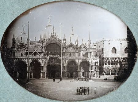 Saint Mark's Basilica and the Piazza in Venice are seen in this handout photograph of a daguerreotype circa 1845, released in London March 18, 2015. REUTERS/K.& K. J. Jacobson/Handout via Reuters