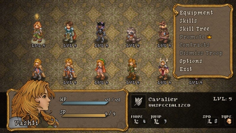 A screenshot shows the roster menu. 