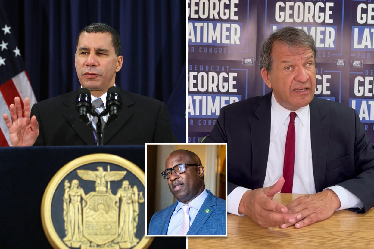 Governor David Paterson speaks about the New York budget at a press conference in Manhattan Sunday, December 13, 2009, Rep. Jamaal Bowman, D-N.Y., is seen in the U.S. Capitol after the House passed the National Defense Authorization Act vote on Friday, July 14, 2023, Pictured - George Latimer