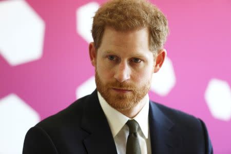 FILE PHOTO - Britain's Prince Harry attends a Commonwealth Heads of Government Meeting Youth Forum in London, April 16, 2018. REUTERS/Simon Dawson/Pool