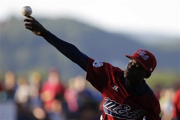 Uganda pitcher Felix Enzama during the 2012 Little League World Series — Associated Press