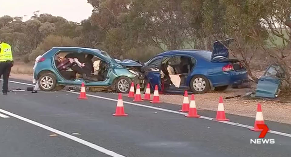 The scene of the crash on Sturt Highway (pictured)