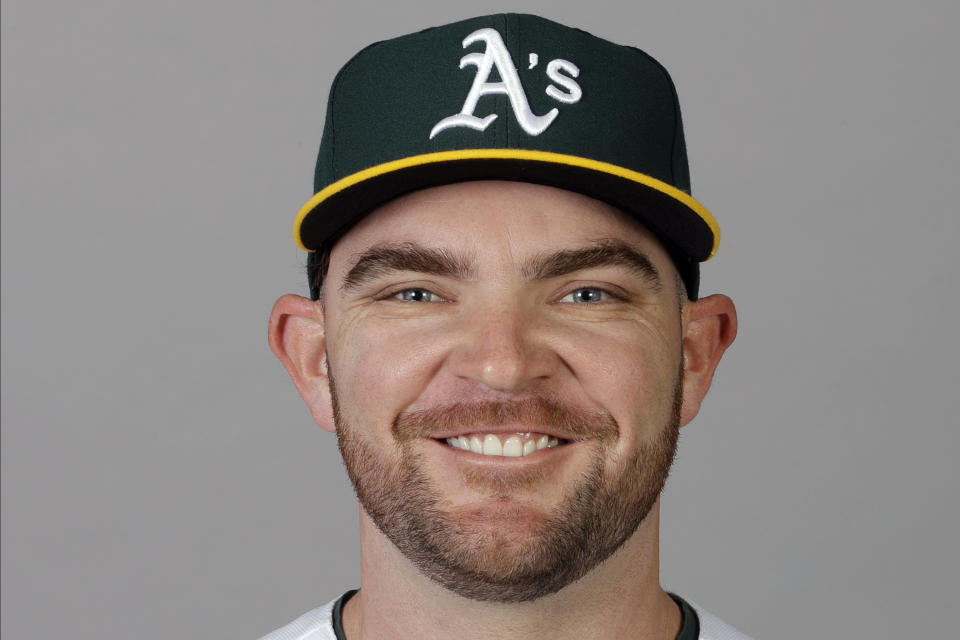 FILE - This is a 2020 file photo showing Liam Hendriks of the Oakland Athletics baseball team. The Chicago White Sox have finalized a $54 million, three-year deal with Oakland Athletics closer Liam Hendriks, another big move as they set their sights on a championship run. The deal was announced Friday, Jan. 15, 2021. (AP Photo/Darron Cummings, File)