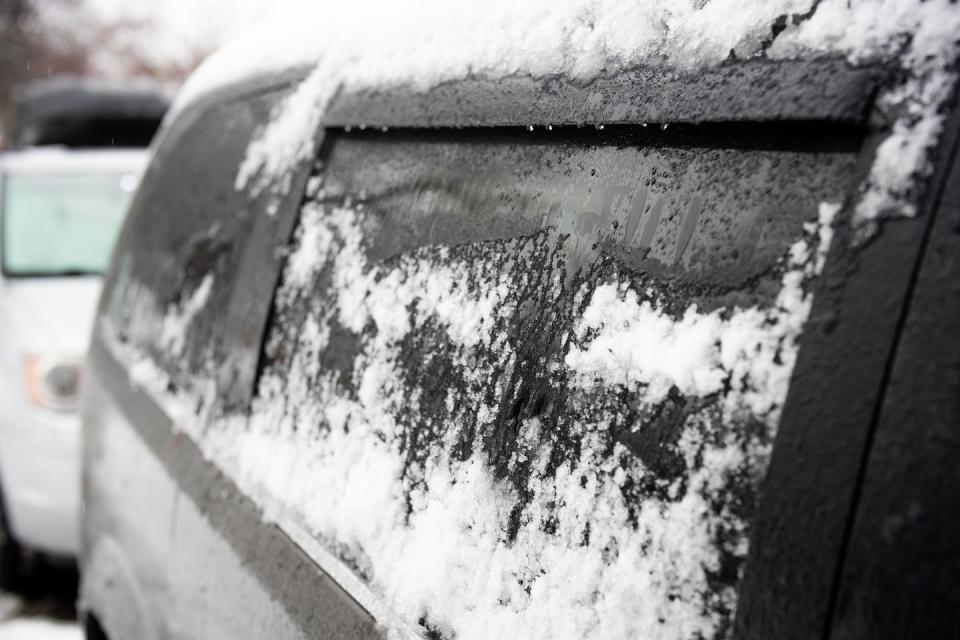 a car covered in snow