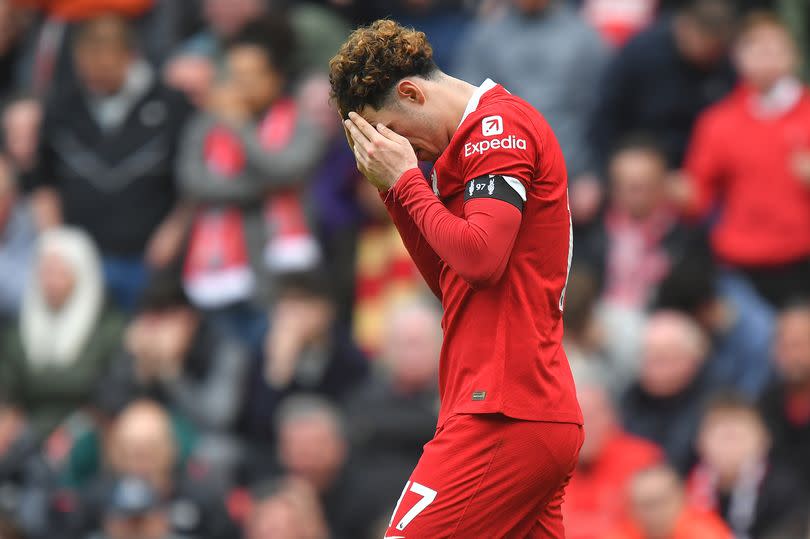 Curtis Jones missed a huge chance for Liverpool against Crystal Palace