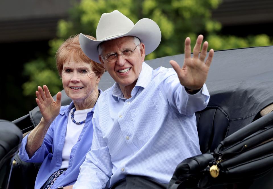 Elder D. Todd Christofferson, of the Quorum of the Twelve Apostles of The Church of Jesus Christ of Latter-day Saints, and his wife, Sister Kathy Christofferson, ride in the Days of ‘47 Parade in Salt Lake City on Monday, July 24, 2023. | Laura Seitz, Deseret News