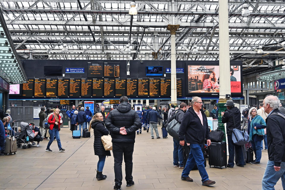 EDINBURGH, SCOTLAND - MAY 26: The concourse at Waverley Station as the issue of cuts to the service and threatened industrial action continue to be raised during First Minister's Questions and General Questions in the Scottish Parliament, on May 26, 2022 in Edinburgh, Scotland. (Photo by Ken Jack/Getty Images)