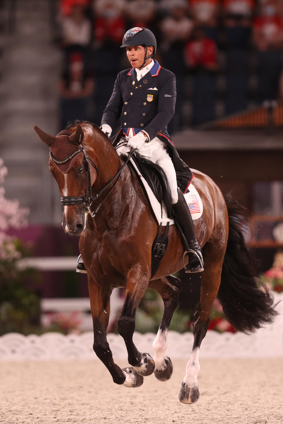 <p>TOKYO, JAPAN - JULY 27: Steffen Peters of Team USA riding Suppenkasper competes in the Dressage Team Grand Prix Special Team Final on day four of the Tokyo 2020 Olympic Games at Equestrian Park on July 27, 2021 in Tokyo, Japan. (Photo by Julian Finney/Getty Images)</p> 