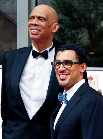 <p>Rebecca D'Angelo/For the Washington Post</p> Kareem Abdul-Jabbar with his son Amir on the red carpet at the Ford's Theatre Annual Gala on June 5, 2011.