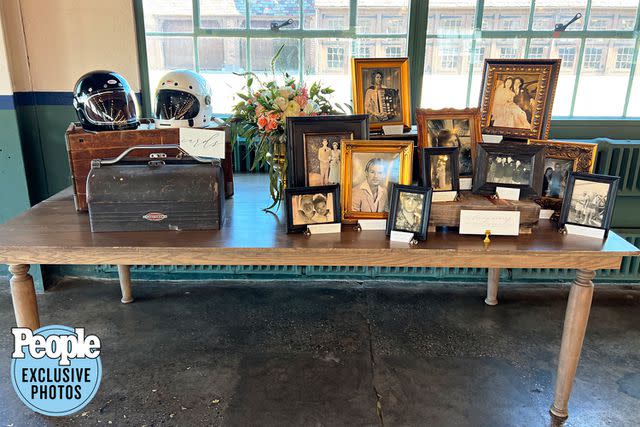 <p>Cristy Lee</p> The couple's wedding featured unique touches such as a vintage Craftsman toolbox to hold their cards from guests