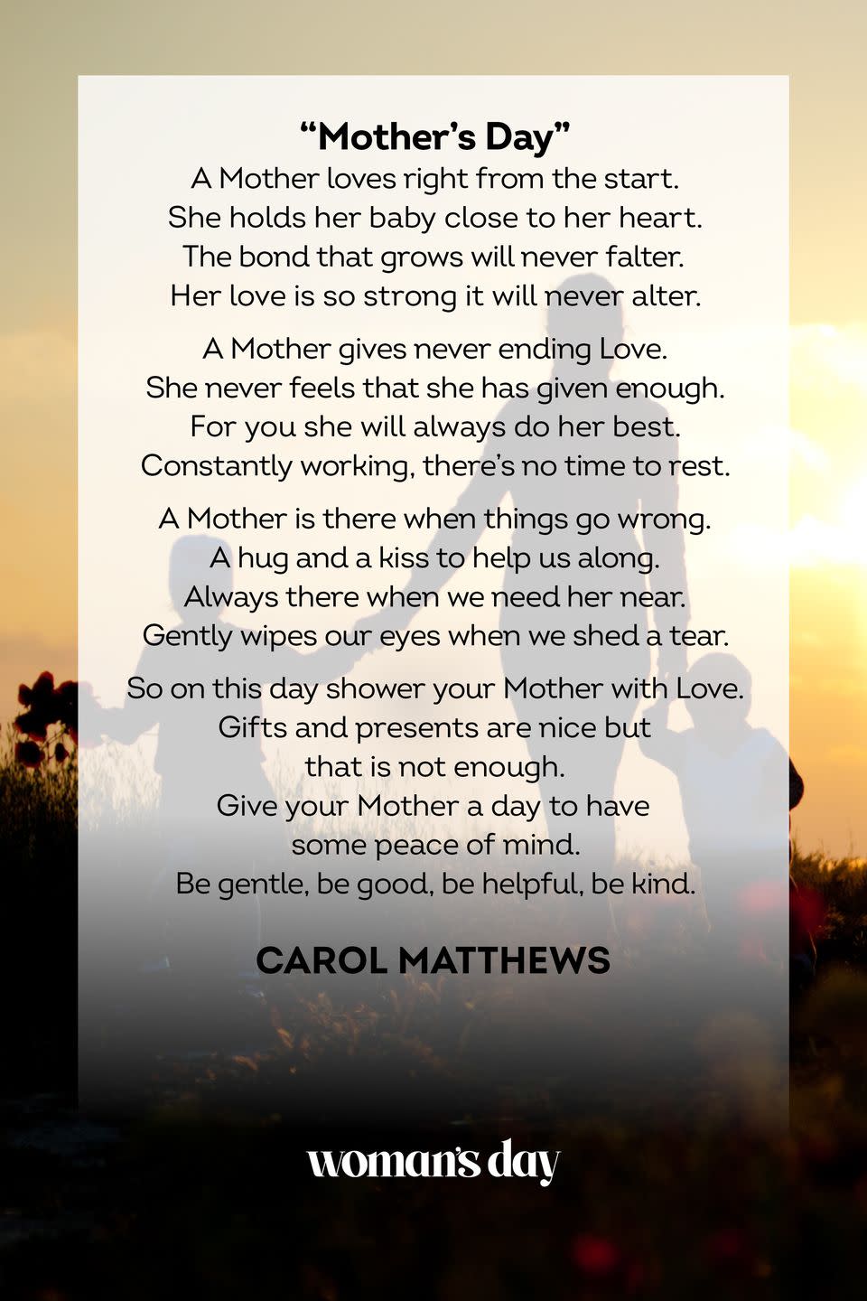 mothers day poems carol matthews