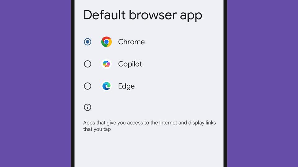 screenshot of android phone with browser options listed