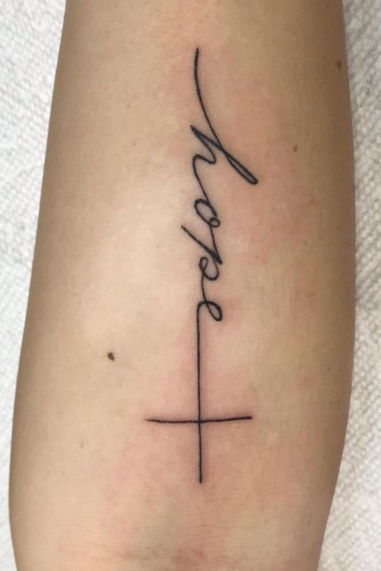 Cross "hope" tattoo <p>Frank Tran</p>