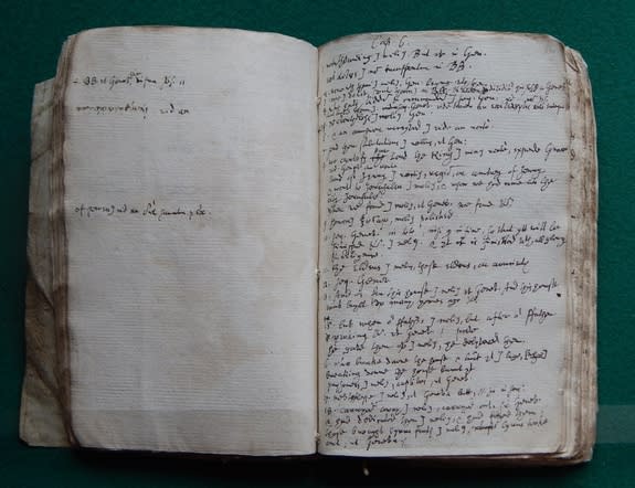 Pages of the notebook in which Samuel Ward translated an updated version of the King James Bible's Apocrypha section.