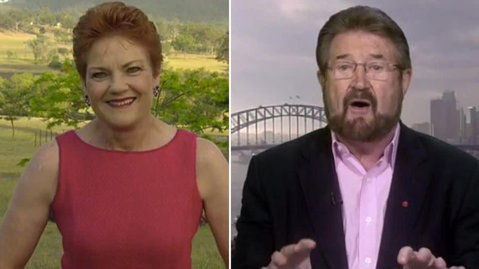 Pauline Hanson and Derryn Hinch clashed about the backpacker tax during a television segment this morning.