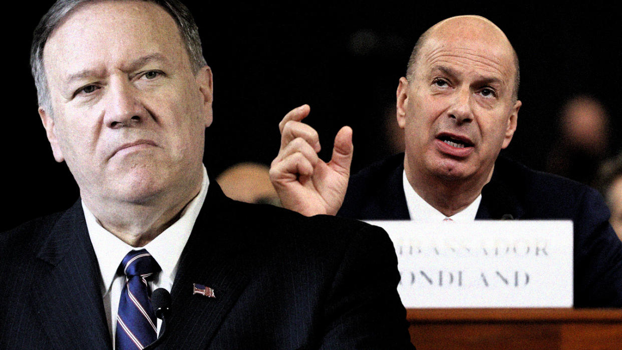 Secretary of State Mike Pompeo and U.S. Ambassador to the European Union Gordon Sondland. (Photos: AP, Andrew Harnik/AP)