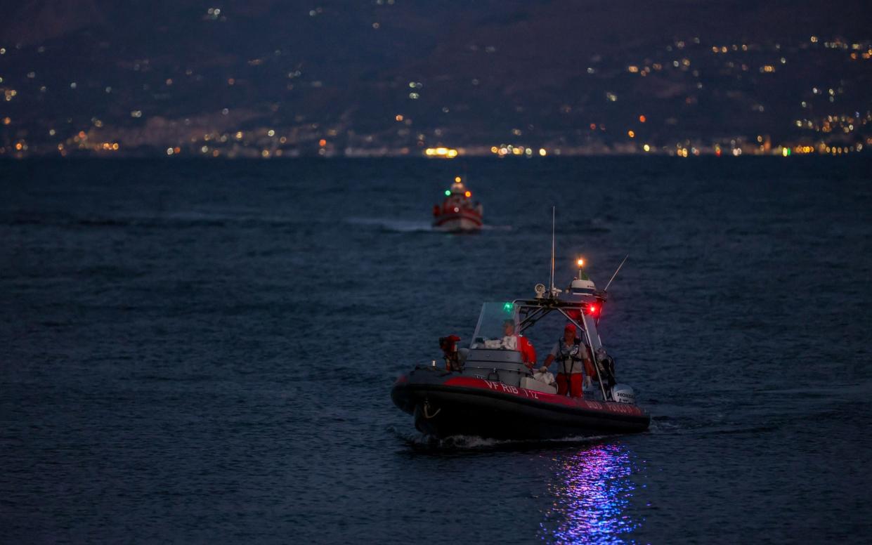 Italian fire brigade boats on the rescue mission