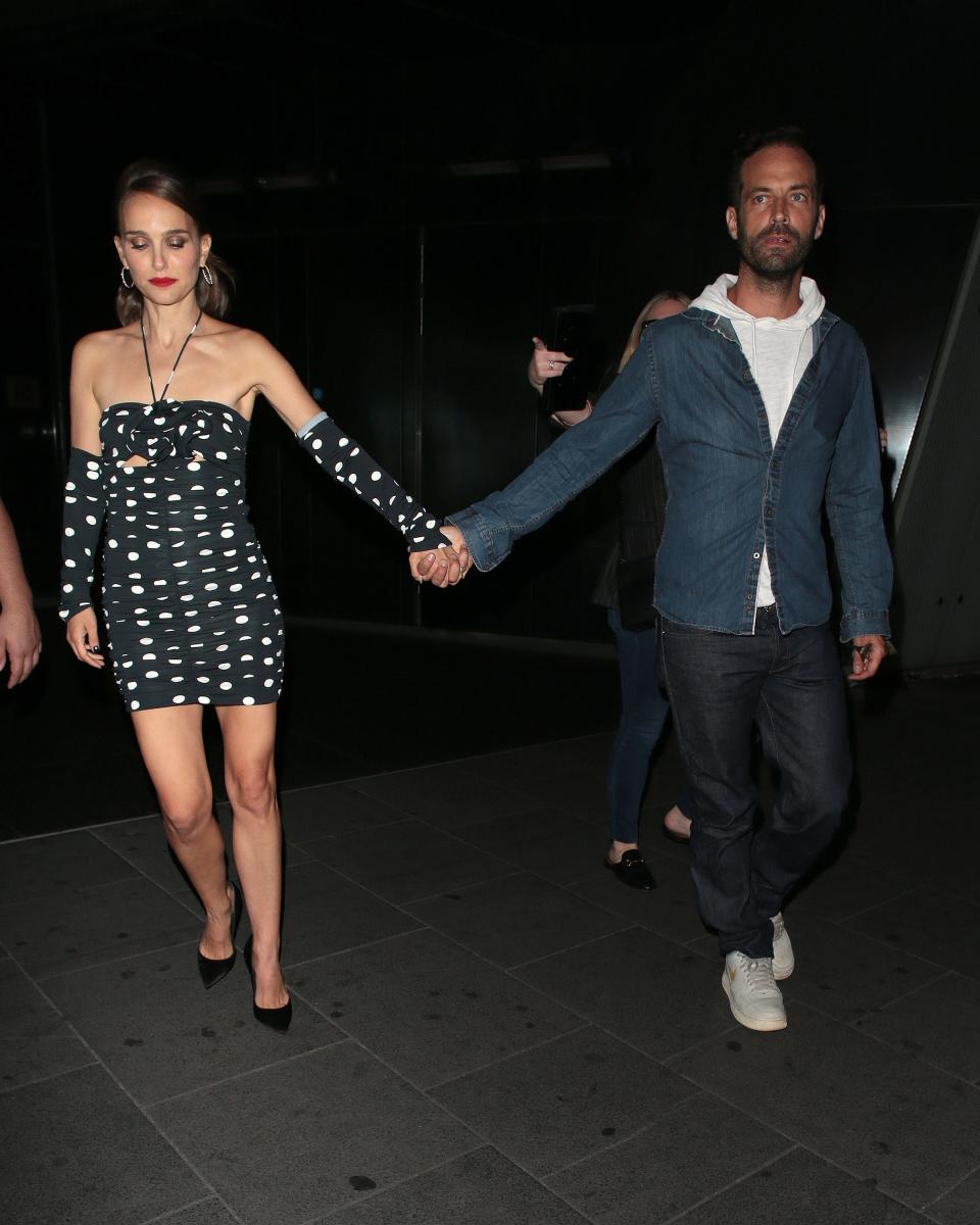 Natalie Portman and Benjamin Millepied seen at the W hotel on July 4, 2022, in London, England.