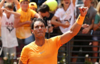 Tennis - ATP World Tour Masters 1000 - Italian Open - Foro Italico, Rome, Italy - May 18, 2018 Spain's Rafael Nadal celebrates after winning his quarter final match against Italy's Fabio Fognini REUTERS/Alessandro Bianchi