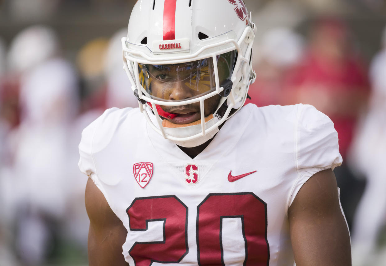 Bryce Love warms up before Stanford’s season-ending game against California. (Getty)