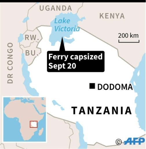 Map of Tanzania locating Lake Victoria, where a ferry capsized Thursday