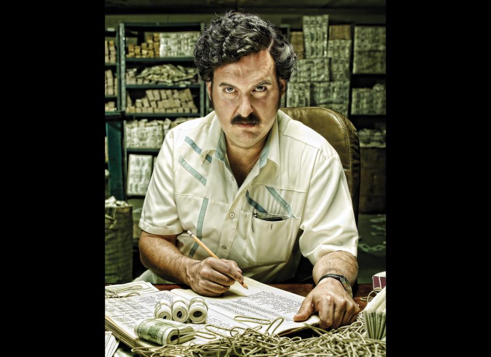 In this undated image released by Telemundo, Andres Parra portrays Colombian drug lord Pablo Escobar in "Escobar, el patrón del mal," airing Monday thru Friday, July 9-13 at 9 p.m. EST on Telemundo. (AP Photo/Telemundo)