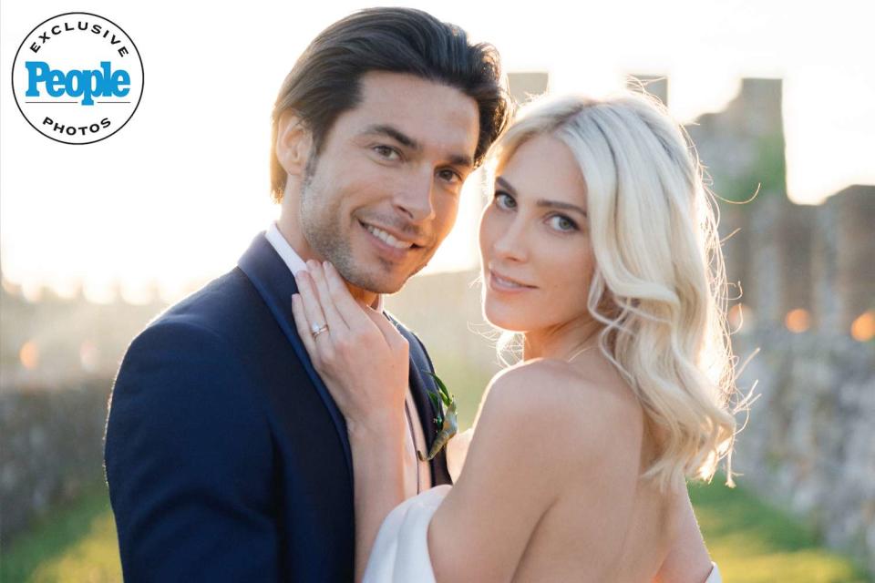 <p>Mario Casati</p> Andrea Denver (left) and model Lexi Sundin at their wedding in Italy on June 13, 2024