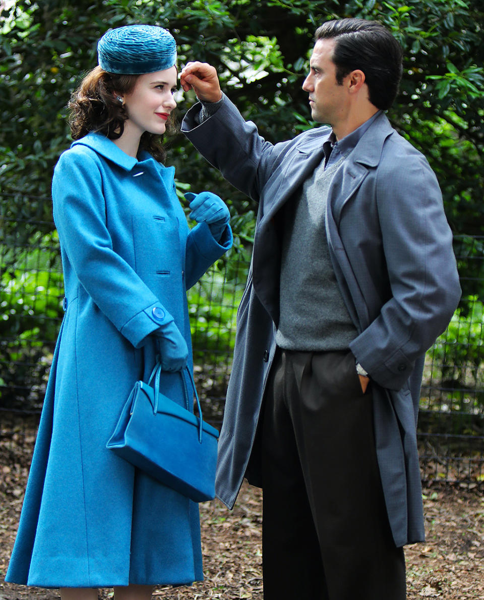 <p>In another, the <em>This Is Us </em>actor brushes a piece how hair away from Brosnahan's face. </p>