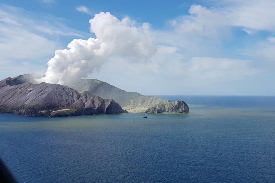 Image of the White Island eruption on December 9 last year taken from a helicopter. Source: AAP