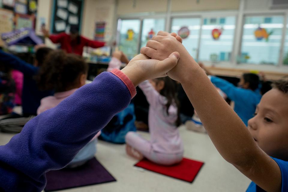 Children in a first grade class at the Drexel Avenue School, Monday, Oct. 3, 2022, in Westbury, New York.